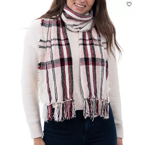 NEW Plaid Winter Scarf in Pink / White Feminine Coquette Girly Classic Tartan